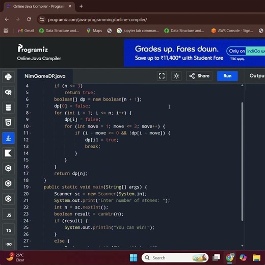 Can You Predict the Winner Before Playing? 🤯 #dynamicprogramming #gametheory #dsa #java #algorithms