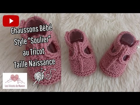 Chaussons Bébé Style Souliers au Tricot Taille Naissance