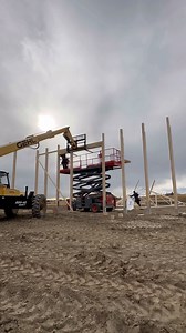 Spent the morning framing up the walls & landing the first gable truss of the garage/shop on our new post frame home build 🙌🏽 #CinchCarpentry #QualityOverQuantity #PostFrame #Framing #WoodFrame #Home #Residential #Acreage #PostFrameHome #Barndo #Barndominium #Alberta @ab_buildings | Cinch Carpentry