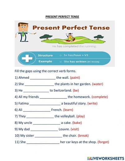 Present perfect tense online exercise for Grade 6