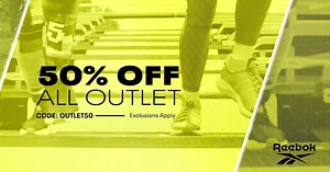 Half off makes the glass half full. Get 50% off everything outlet. Exclusions apply. Code: OUTLET50 | Reebok