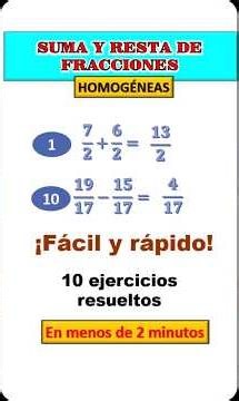Suma y resta de fracciones homogéneas | Suma y resta de fracciones con igual denominador #quidimat