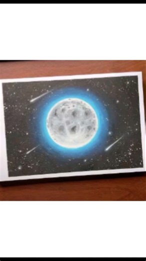 Easy Moon Drawing with Oil Pastels 🌕