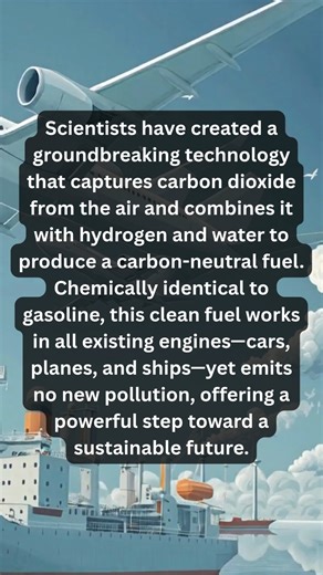 Scientists have created a groundbreaking technology that captures carbon dioxide from the air and combines it with hydrogen and water to produce a carbon-neutral fuel. Chemically identical to gasoline, this clean fuel works in all existing engines—cars, planes, and ships—yet emits no new pollution, offering a powerful step toward a sustainable future. | Caroline US Tv Shows | Facebook