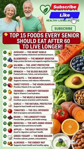 After 60? These 15 Foods Can Help Seniors Live Longer & Stay Strong!