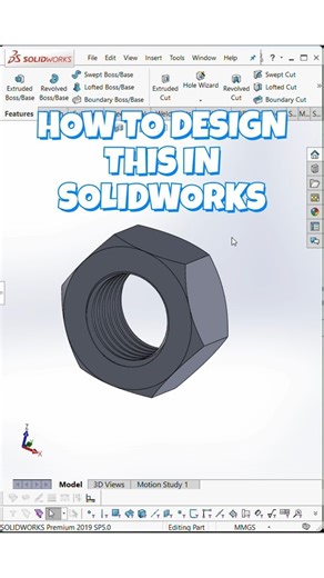 How To Design Nut In #solidworks | SL Drawtech #shorts #viralshort