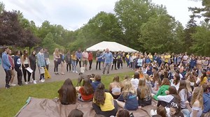 2.8K views · 103 reactions | For the first time, we captured the famous Receptacle Speech, Tradition....Tradition.....This video only makes sense if you have been to camp! We hope this brings back fond memories for you. We can't wait to meet you all next summer, Mooo!! | Long Lake Camp For The Arts | Facebook