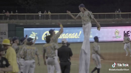 Dakota Baseball Player on Stilts as Pitcher for Savannah Bananas