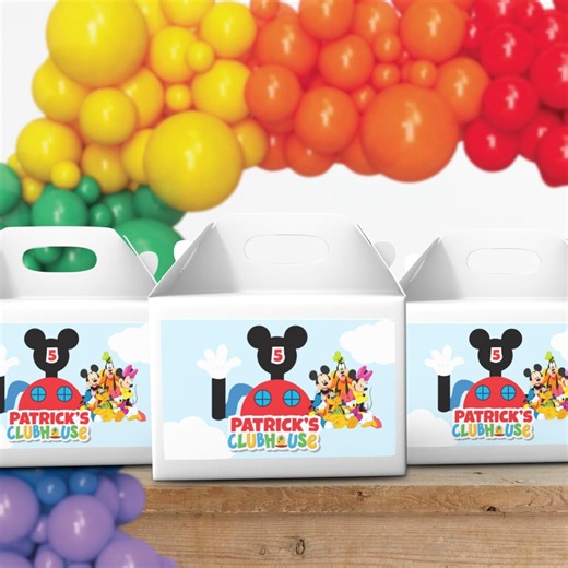 Mickey Mouse Clubhouse Gable Box Template, Kids Birthday Party (editable Canva, Printable Treat Box) - Etsy