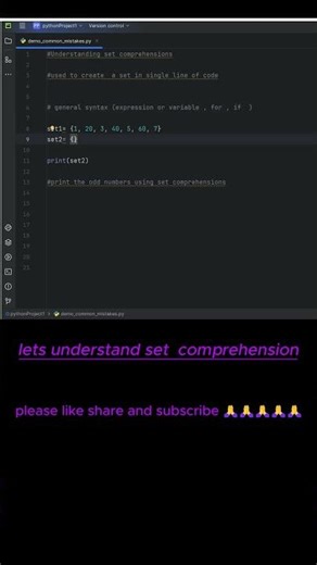 🤯 Python Set Comprehension: Code ని ఒక్క Line లో సులభంగా రాసేయండి! 🐍