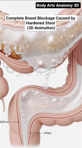 Complete Bowel Blockage Caused by Hardened Stool | Gut Health | Body Arts Anatomy 3D