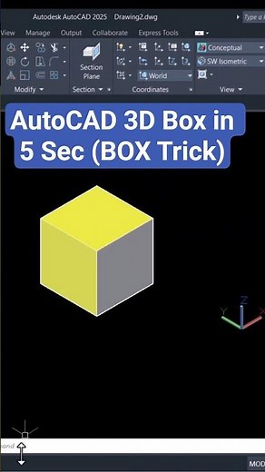 Create a 3D Box in 5 Seconds in AutoCAD | AutoCAD 3D | #shorts