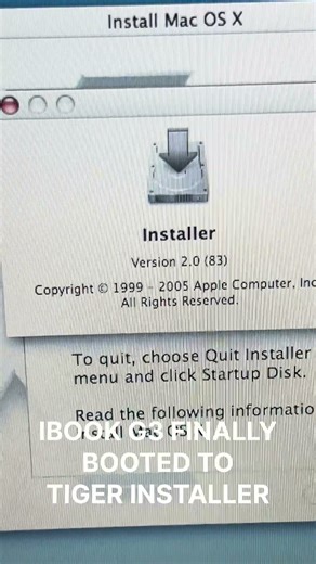 iBook G3 finally booted to Tiger installer #apple #ibooks #tech #macos #usb #applewatch #vintage