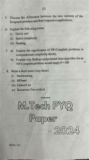 M.Tech Sem 1: Data Structures & Algorithms PYQ