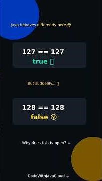 Why 127 == 127 is true But 128 == 128 is false 😳 #java #programming #motivation #coding