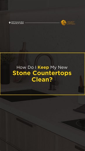 Knowing how to clean stone countertops properly is essential in preserving their beauty and ensuring their longevity, whether they're in your home or at your business. 💯 For general cleaning, mild soap and warm water are your best friends. Use a soft cloth or sponge to wipe down the surface. Avoid harsh chemicals or abrasive cleaners, as they can dull the stone's finish or even cause etching on more sensitive materials like marble. For stubborn stains, a baking soda and water paste can be effec