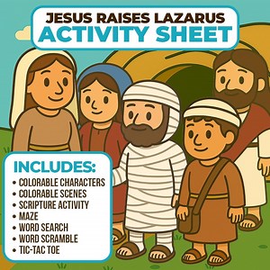 Jesus Raises Lazarus Activity Sheet–instant Download, Great Craft for Christian Kids, Homeschooling, Sunday School Placemat, and Bible Study - Etsy