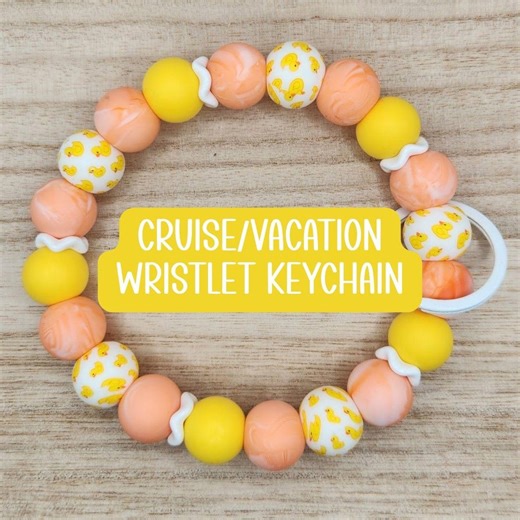 Cruise/vacation/beach-beaded Wristlet Keychain "rubber Duckies" - Etsy