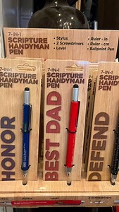 Your guy will make a bold statement .. with this 7 in 1 Scripture pen. Has a stylist, two rulers, two screwdrivers, level & ballpoint pen. Wonderful gift for Father’s Day, birthday, Graduation & other occasions. Thank you for shopping at The Vintage House in DowntownCarrollton. | The Vintage House