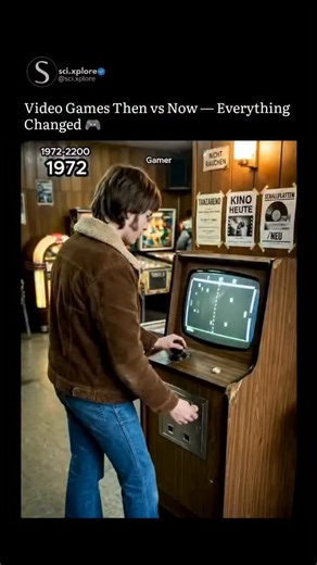 @sci.xplore on Instagram: "As we look back, it’s clear that the way we play video games has transformed dramatically over the decades. From arcade cabinets and simple joysticks to living-room consoles, powerful PCs, and fully immersive VR, gaming has evolved hand in hand with technology. What once lived on bulky screens made of a few pixels has expanded into vast open worlds, online universes, and experiences that blur the line between the digital and the real. Every era didn’t just introduce ne
