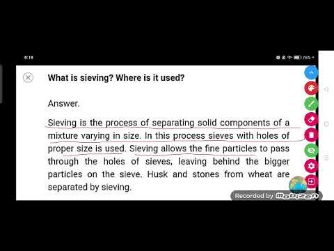 What is sieving? Where is it used?