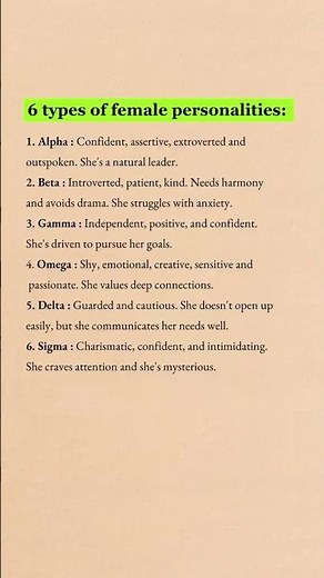 🌸 6 Types of Female Personalities — Which One Are You?