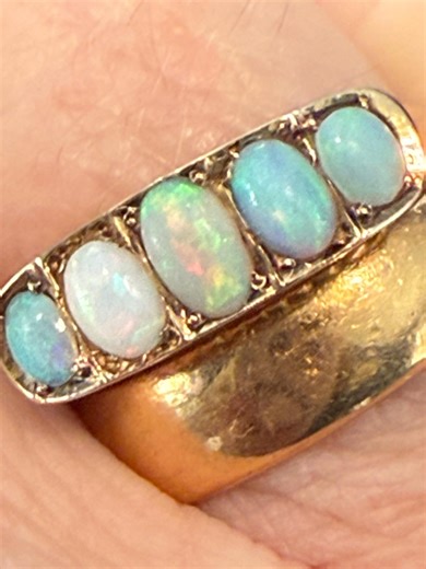 14k Rosy Gold Five Stone Opal Cabochon Ring Size 7 - Etsy