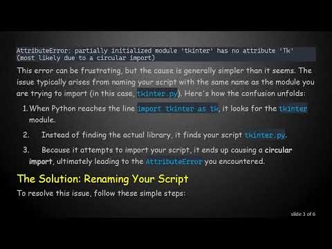 Fixing AttributeError from Circular Import When Using tkinter in Python