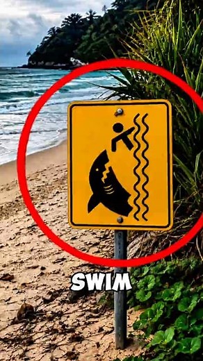 NEVER SWIM HERE IF YOU SEE THIS WARNING SIGN ⚠️🦈