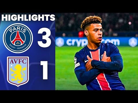 PSG vs Aston Villa (3-1) Highlights | UEFA Champions League 2025