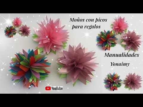 MOÑOS 🎀 CON PICOS O PUNTAS HECHOS CON CELOSEDA PARA REGALOS.- GIFT BOWS.