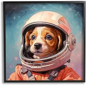 Stupell Industries Astronaut Dog in Space Framed Giclee Art by Roozbeh