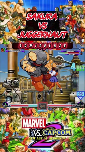 DARK SAKURA destroys JUGGERNAUT in Marvel vs Capcom 2 💥🔴