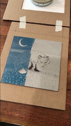 First Inking - Blue Fox Lino Block Cut