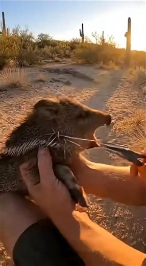 Javelina Piglet Freed as Mother Charges With Tusks Out