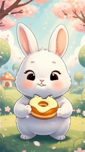ASMR Bunny Eating Donuts 🍩🤤 #cartoon #cuteanimals #animation #donuts #asmreating