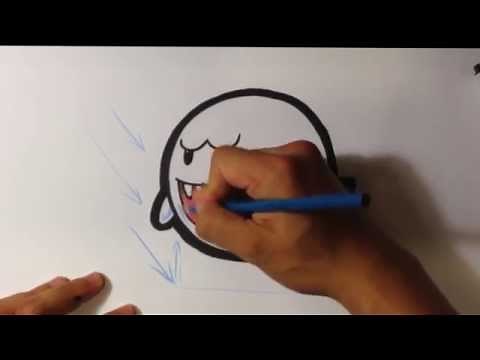 How to Draw a Boo - SUper Mario Bros - Easy Drawings