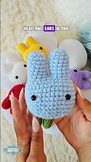 Turn Yarn Scraps into a Keychain with the small Amigurumi Bunny Head! 🔑 #craftinghappiness