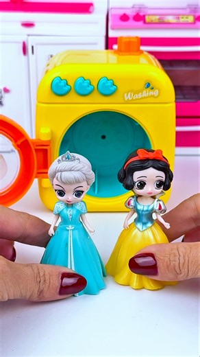 ASMR Unboxing Frozen Elsa & Snow White Disney Princess Washing Machine Toy | Satisfying Toy Sounds