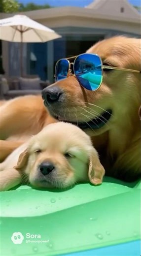 “Dog & Puppy Enjoy Floating Bed in Pool 🐶💦 | Heartwarming & Relaxing Moments” by