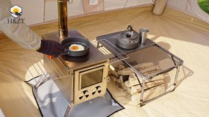 H&ZT Large Hot Tent Stove, Upgraded Wood Burning Stove with 9 Chimney Pipes, Portable Camping Heater for Cooking, Hunting & Winter Warmth