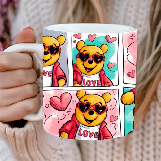 Pink Cartoon Valentine 11oz Mug Wrap PNG, Happy Valentine’s Day Coffee Mug Design With Cute Love Couple Illustration, Digital Download - Etsy