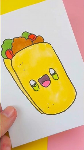 🌯 How to Draw a Kawaii Burrito ✨ Step by Step
