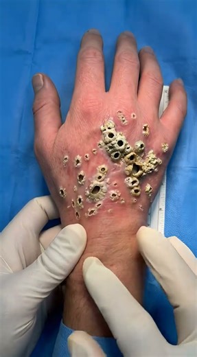What happened to his HAND? trypophobia 🕳️🤚#Shorts #Trypophobia #Satisfying #Weird #BodyHorror