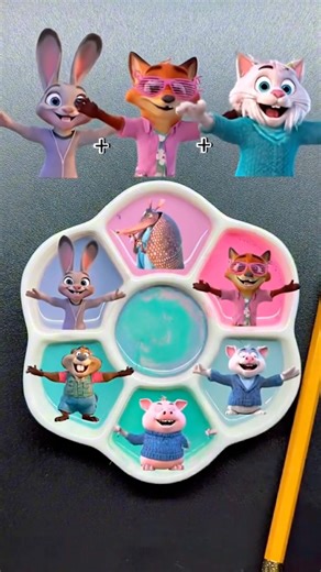 Satisfying ASMR paint mixing with Zootopia 2 characters! #zootopia2 #disney #disneytoys #shorts