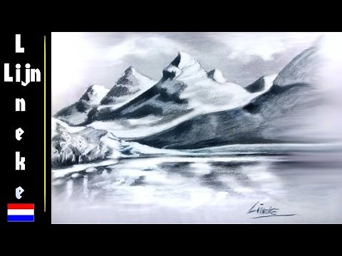 BERGEN tekenen beginners pastel potlood tekening
