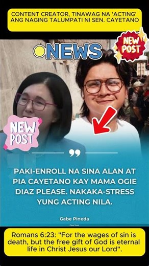 CONTENT CREATOR, TINAWAG NA 'ACTING' ANG NAGING TALUMPATI NI SEN. CAYETANO