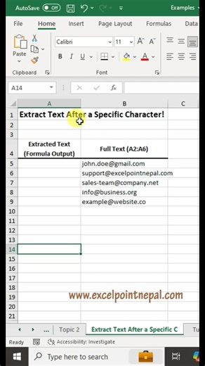 Extract Text After a Specific Character! #excel #exceltips #edutok #learnexcel #learnontiktok #excelpointnepal #EPN_LearnExcel #Viral #TikTok Excel, Excel Tips, Excel Tricks, Excel Tutorial, Excel for Beginners, Advanced Excel, Excel Functions, Excel Formulas, Excel Productivity, Learn Excel, Text Functions in Excel, Excel Automation, Excel Shortcuts, Excel Hacks, Excel Training, Microsoft Excel, Excel Basics, Excel How To Want to extract text after a specific character in Excel? This quick and 