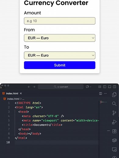 Currency Converter full project using HTML, CSS, and JavaScript #techwithtwin #webdevelopment #javascript #learnontiktok #htmlcss #html #htmlcsscode