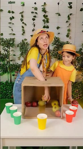 🍎WHO PICKS THE RIGHT COLOR? Blindfolded APPLE CHALLENGE! 🟢🔴 #shorts #kids